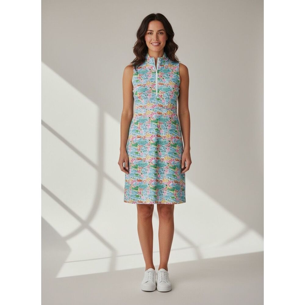 Smith & Quinn Custom Athletic Dress Size Large Tropical Country Club Print Blue
